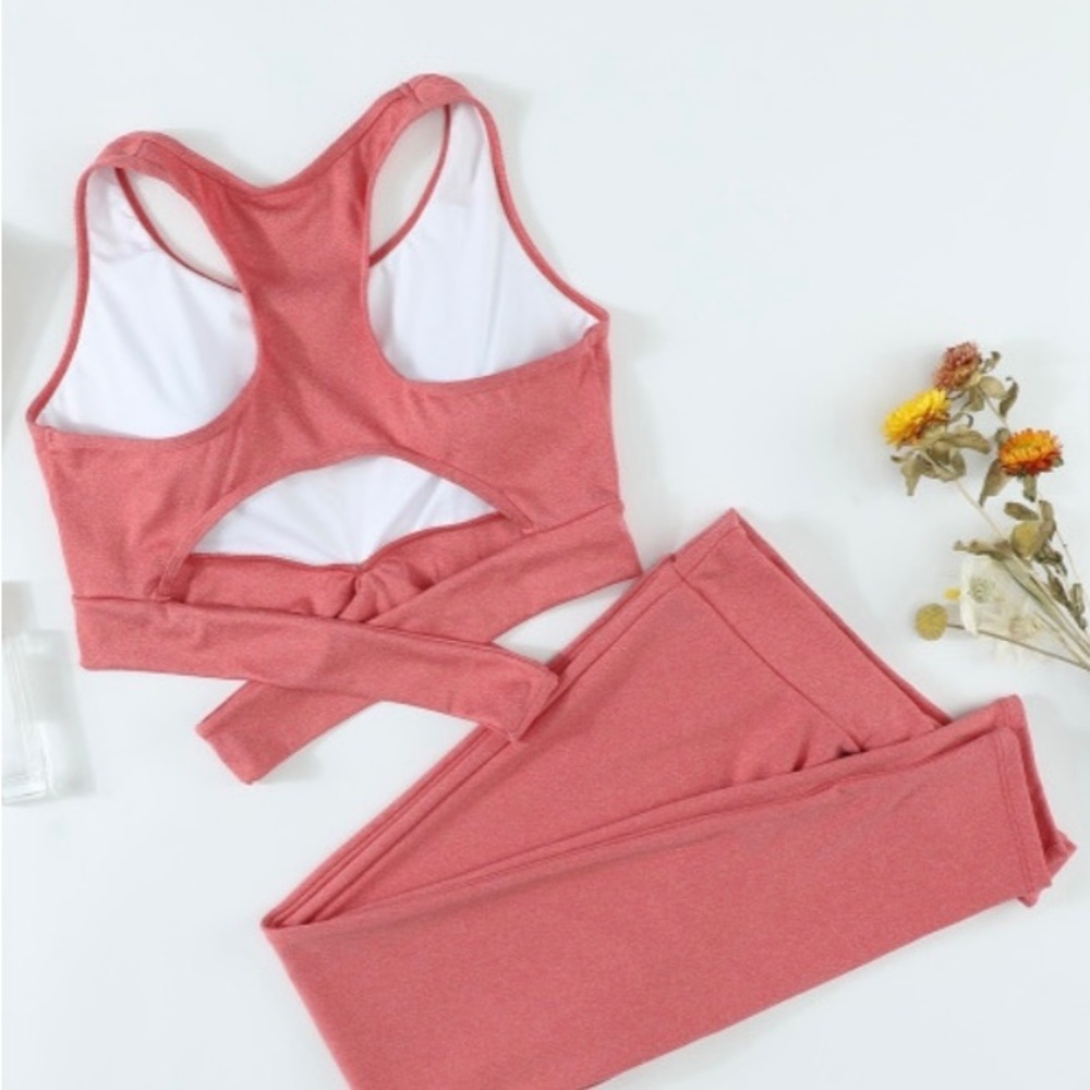 Coral Activewear Leggings and Top Set